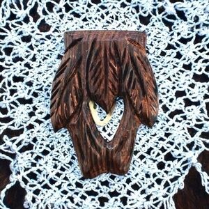 Vintage Brown Tree Bark Scarf Clip Plastic Metal Silver Tone 2" Shirt Clip VG
